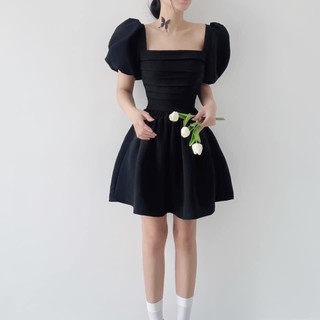 Đầm bigsize cổ vuông xếp li tay phồng duyên dáng ( Thời trang Vicky G - Anitagreen ) HN0323