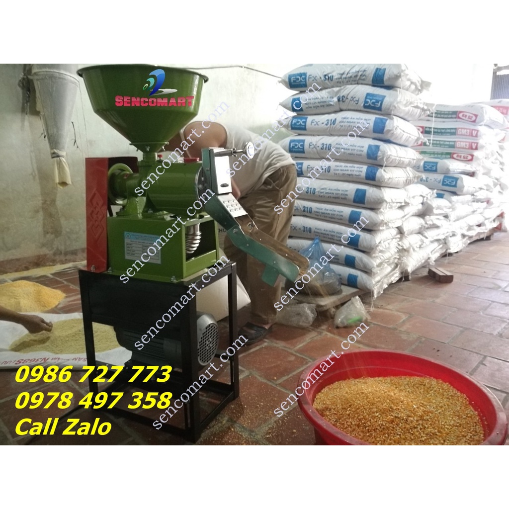 Kho tổng máy xát gạo mini đã bao gồm động cơ bảo hành 12 tháng