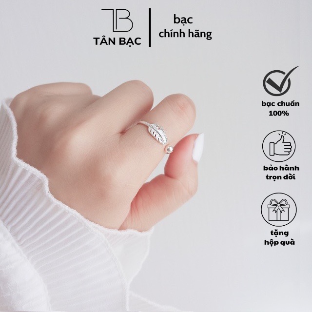 Nhẫn lông vũ nhẹ nhàng , bạc 925 - TÂN BẠC STORE