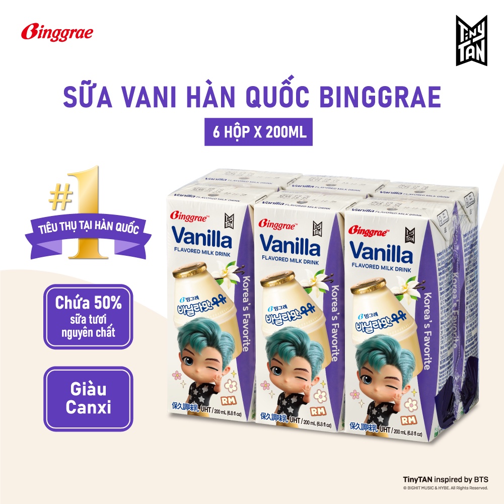Sữa Vani Hàn Quốc Binggrae Vanilla Milk (200ml x 6 hộp)