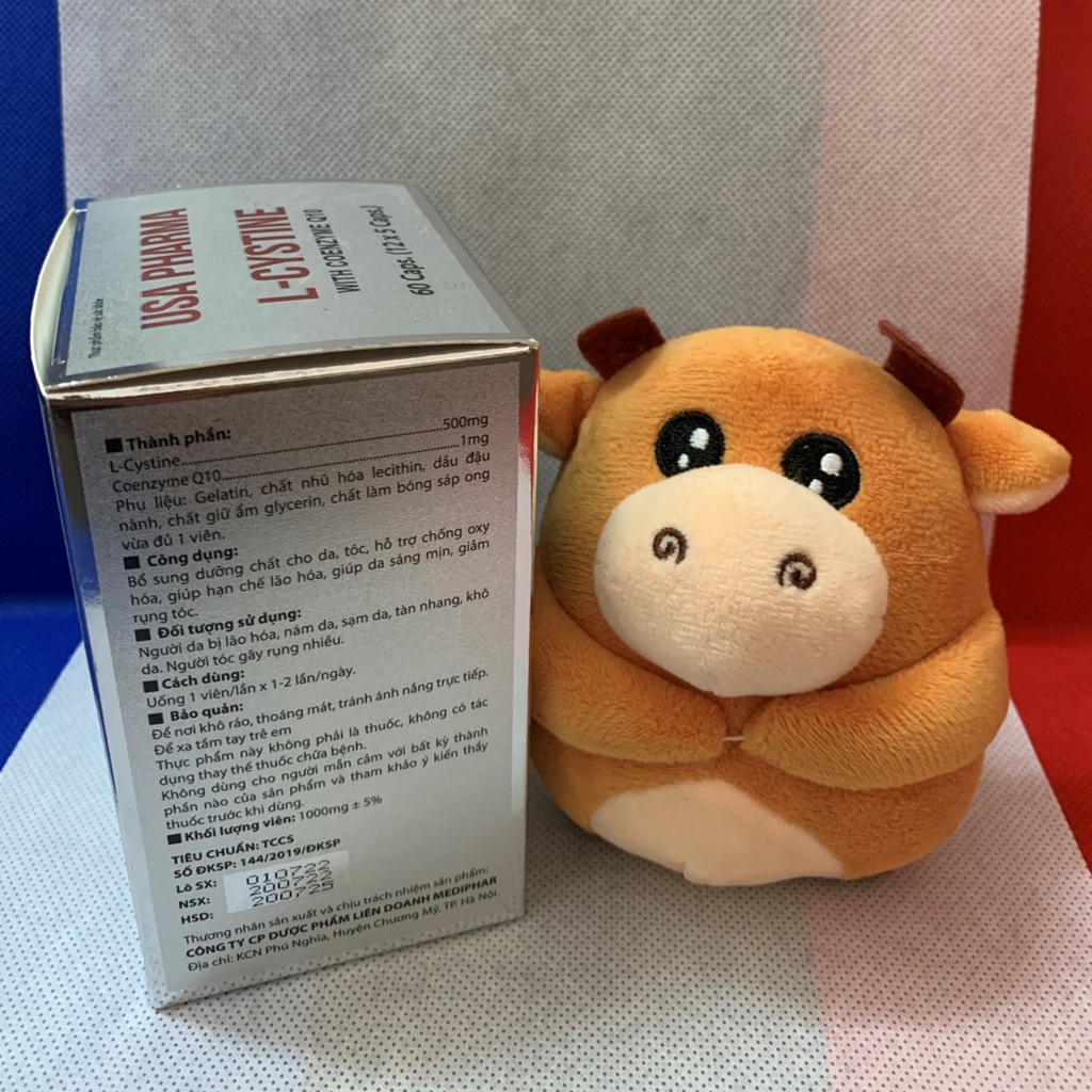 Viên mọc tóc L cystine 500mg ngăn ngừa mụn, giúp da sáng mịn, chống lão hóa - Hộp 60 viên nang