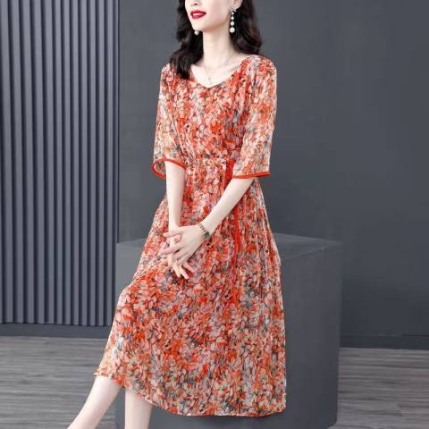 Đầm Dài Mỏng Thời Trang Mùa Hè 2023 Mới Mẻ Cho Phụ Nữ Trung Niên - aged mother