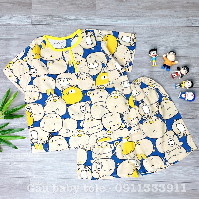 Đồ bộ tole/lanh bé trai tay ngắn quần đùi phối GAUBABYTOLE mềm mịn thấm hút mồ hôi phù hợp cho bé 8-25kg