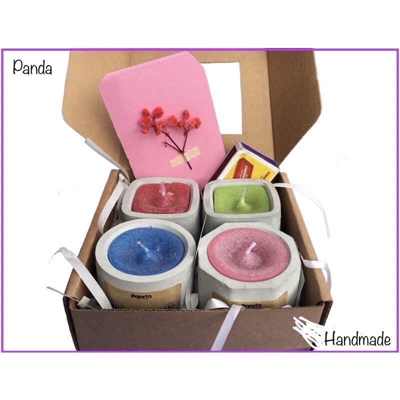 Quà tặng nến thơm - cốc đá handmade - tinh dầu thiên nhiên