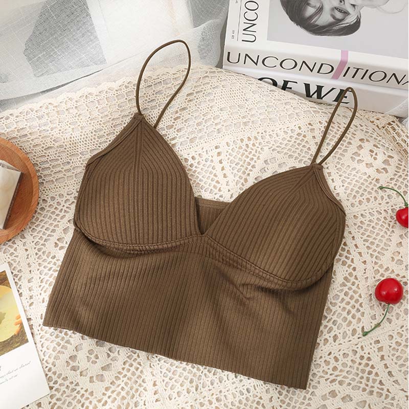 Áo Bra Nữ Tăm Hai Dây Mảnh Có Đệm Đẩy Ngực Co Giãn Mềm Mịn Thời Trang Sugal TOP NU 063V2