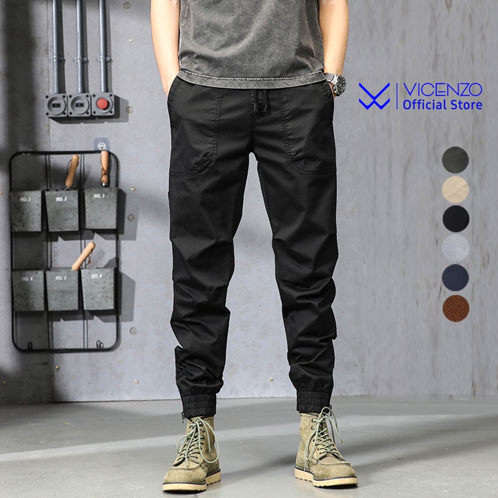 Quần Jogger Kaki Túi Nổi Nam Vicenzo Cao Cấp Phong Cách Trẻ Trung, Quần Kaki Jogger Nam Túi Trước Nổi
