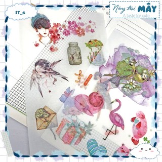 [35 loại] Sticker SET 6 TẤM nông trại mây hình dán trang trí sổ, album, nhật kí, lưu bút, bullet journal, điện thoại,mũ