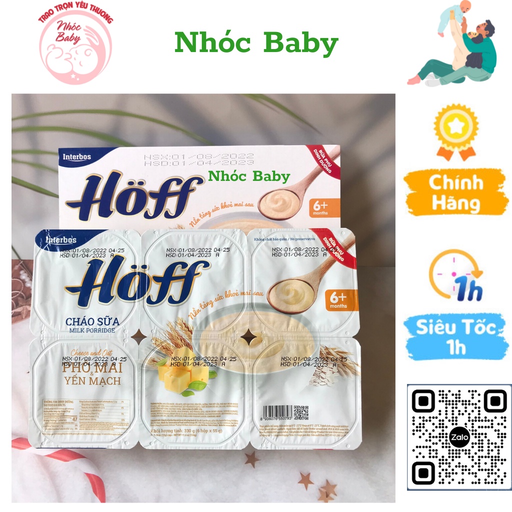 Cháo sữa Hoff Phô Mai - Yến Mạch Vỉ 6 Hộp x 55gr Date 03 2024