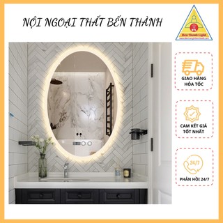 Gương đèn led cảm ứng oval 50x70cm dày 5li cao cấp, bh 12 tháng