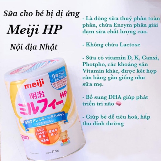 Sữa Bột Meiji HP Cho Bé Dị Ứng Đạm Sữa Bò 850g Nội Địa Nhật Mẫu Mới