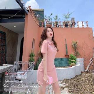 Váy thun suông cộc tay cổ bẻ 3 màu trơn năng động