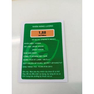 Tem nhãn dán năng lượng xe Vision new
