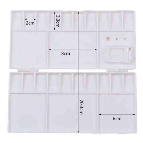Khay pha màu màu đôi, palette gập có nắp đậy hình chữ nhật, oval