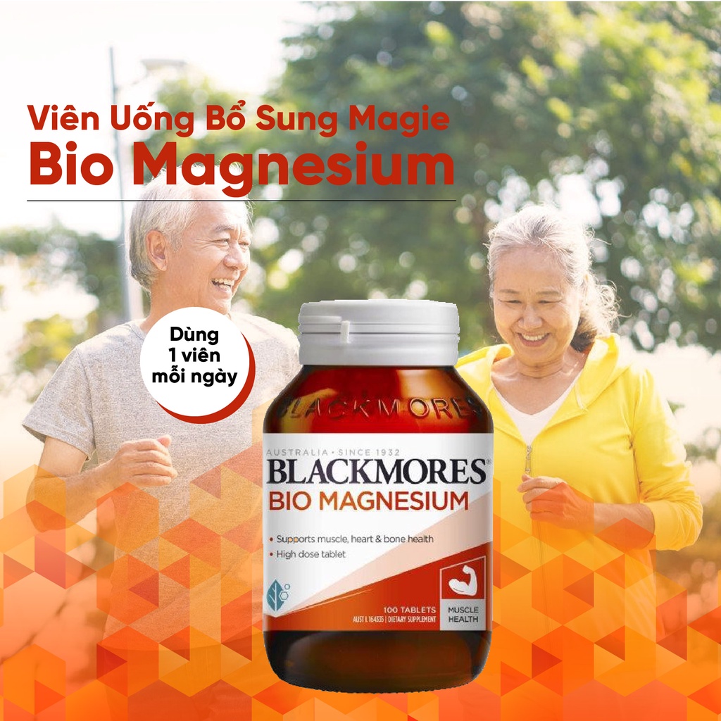 Bổ sung maige tự nhiên hỗ trợ cơ bắp và mệt mỏi biếng ăn Blackmores Bio Magnesium 100 viên tăng cường đề kháng của Úc