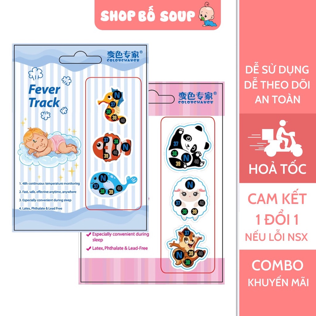 Miếng Dán Nhiệt kế Theo Dõi Nhiệt Độ Cho Bé