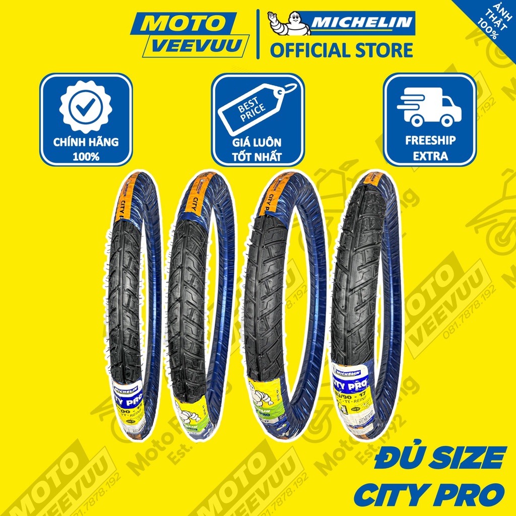 Vỏ lốp xe máy MICHELIN City Pro xài ruột 50 60 70 80 90 100 17 TT
