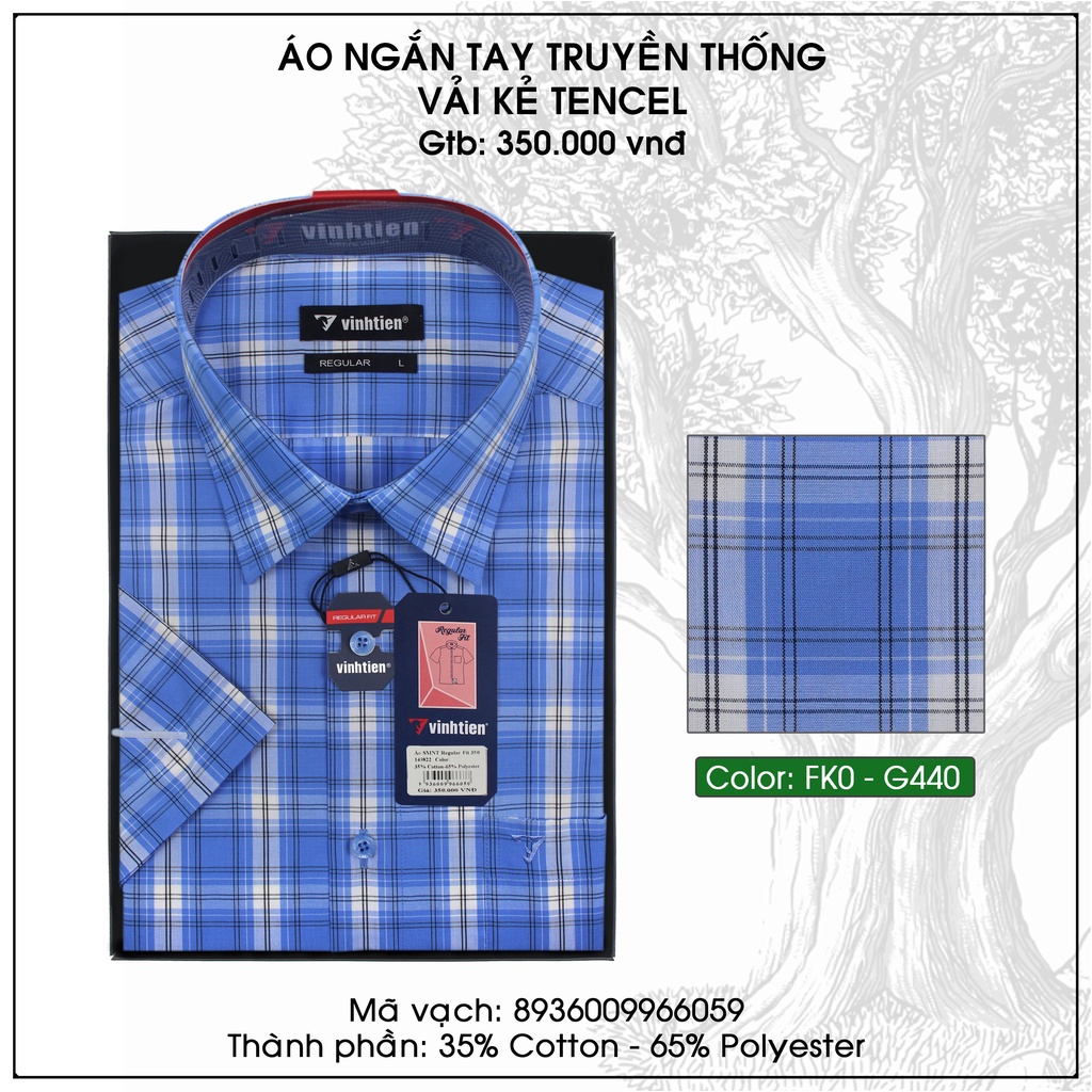 Áo Sơ Mi Ngắn Tay Dáng Regular Vĩnh Tiến Caro AC330