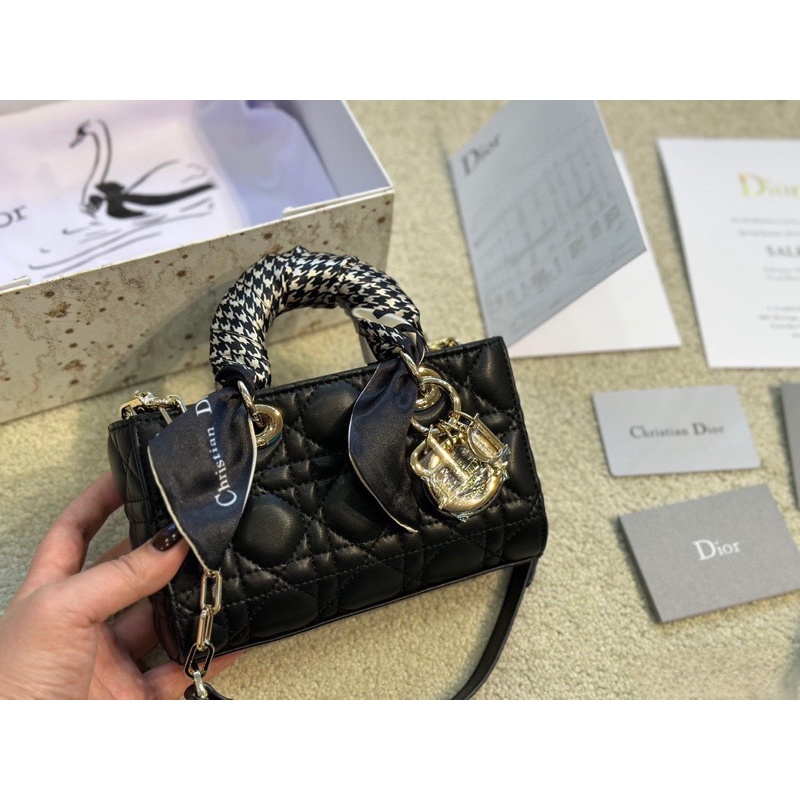 Túi quai xách Dior Lady D-Joy mini chất da cừu size 17cm fullbox