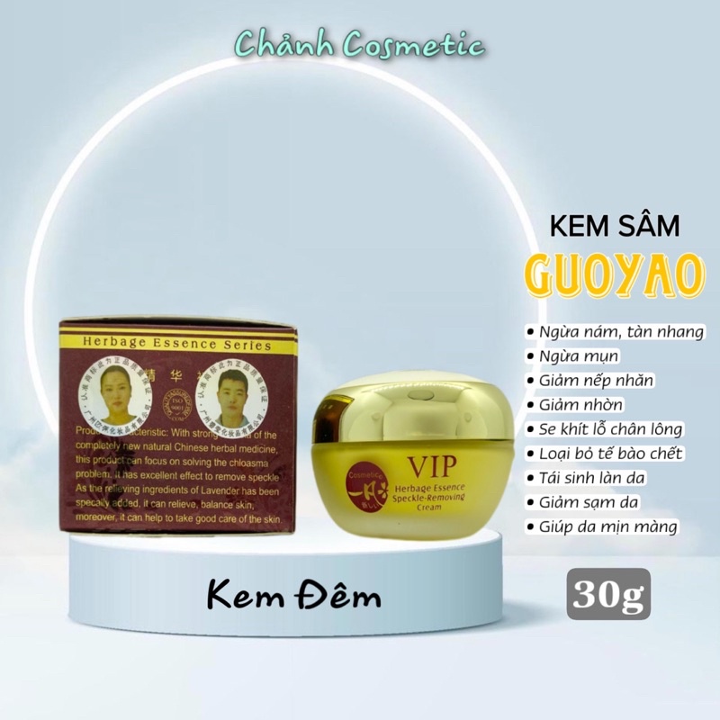 Kem Sâm GUOYAO VIP Ngừa Nám, Tàn Nhang, Đồi Mồi, Dưỡng Trắng Da, Chống Lại 9 Dấu Hiệu Lão Hoá 30g