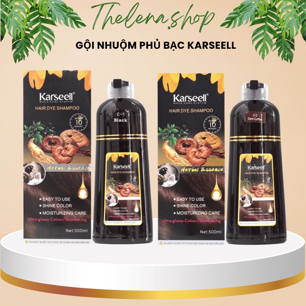 Dầu Gội Phủ Bạc KARSEELL, Phủ Bạc Đen Tóc, Nâu Tóc Từ Lần Gội Đầu Tiên, 100% Thảo Dược Thiên Nhiên