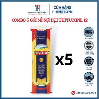 Combo 5 gói mì sợi dẹt fettuccine 12 divella 500g