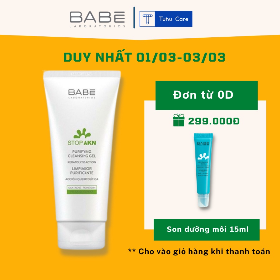 Sữa Rửa Mặt Babe Stop Akn Purifying Cleansing Gel 200ml Cho Da Mụn