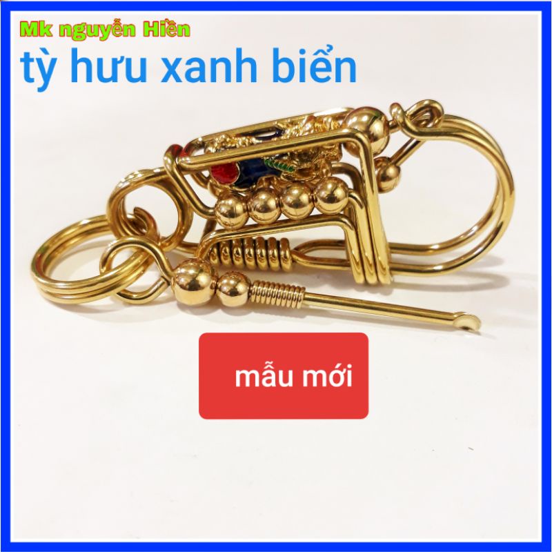 móc khóa thủ công móc khóa đồng thau nguyên chất tỳ hưu ngậm ngọc