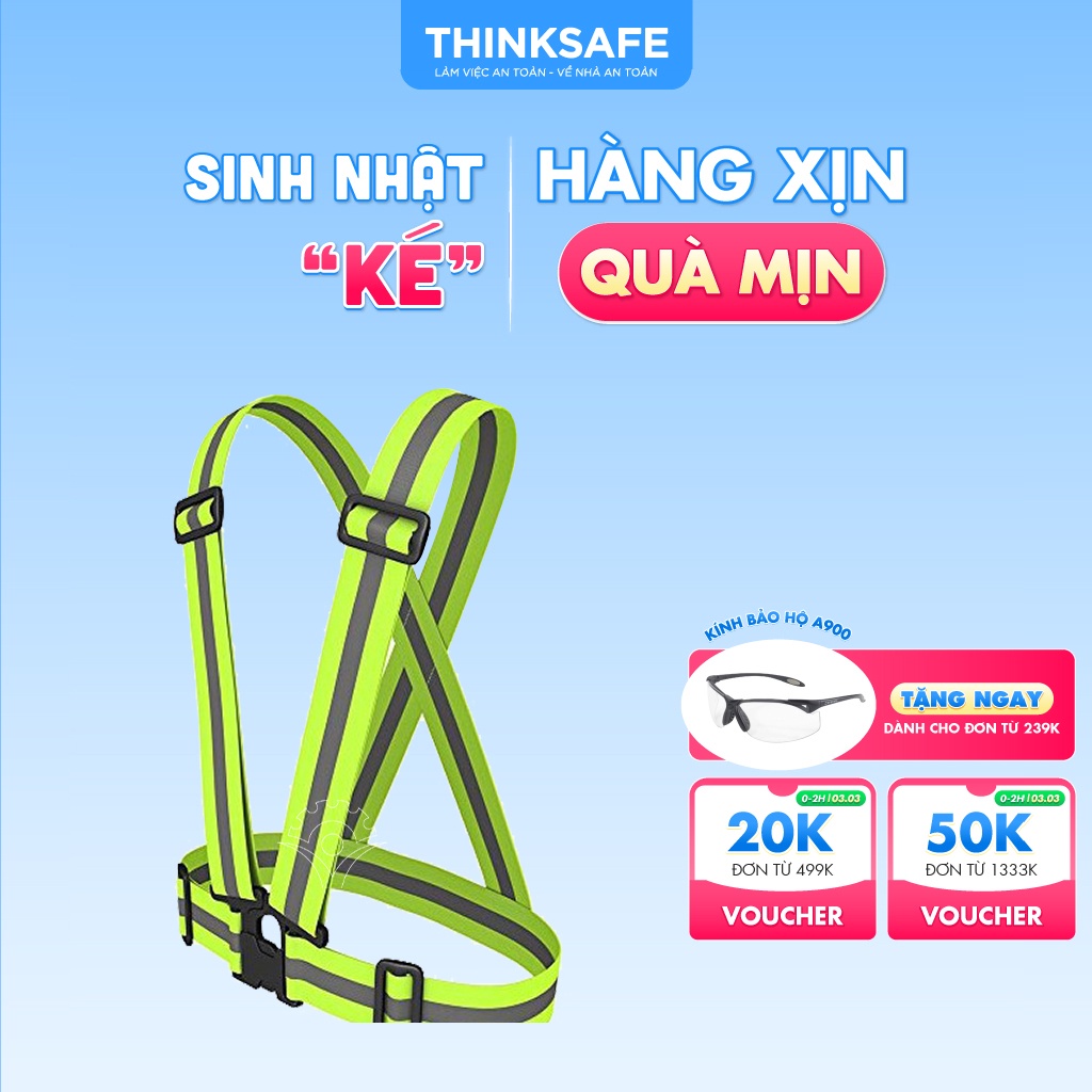 Áo dây phản quang Thinksafe dây đai phản quang thun đi đêm - dây đi phượt độ phát sáng ban đêm tốt