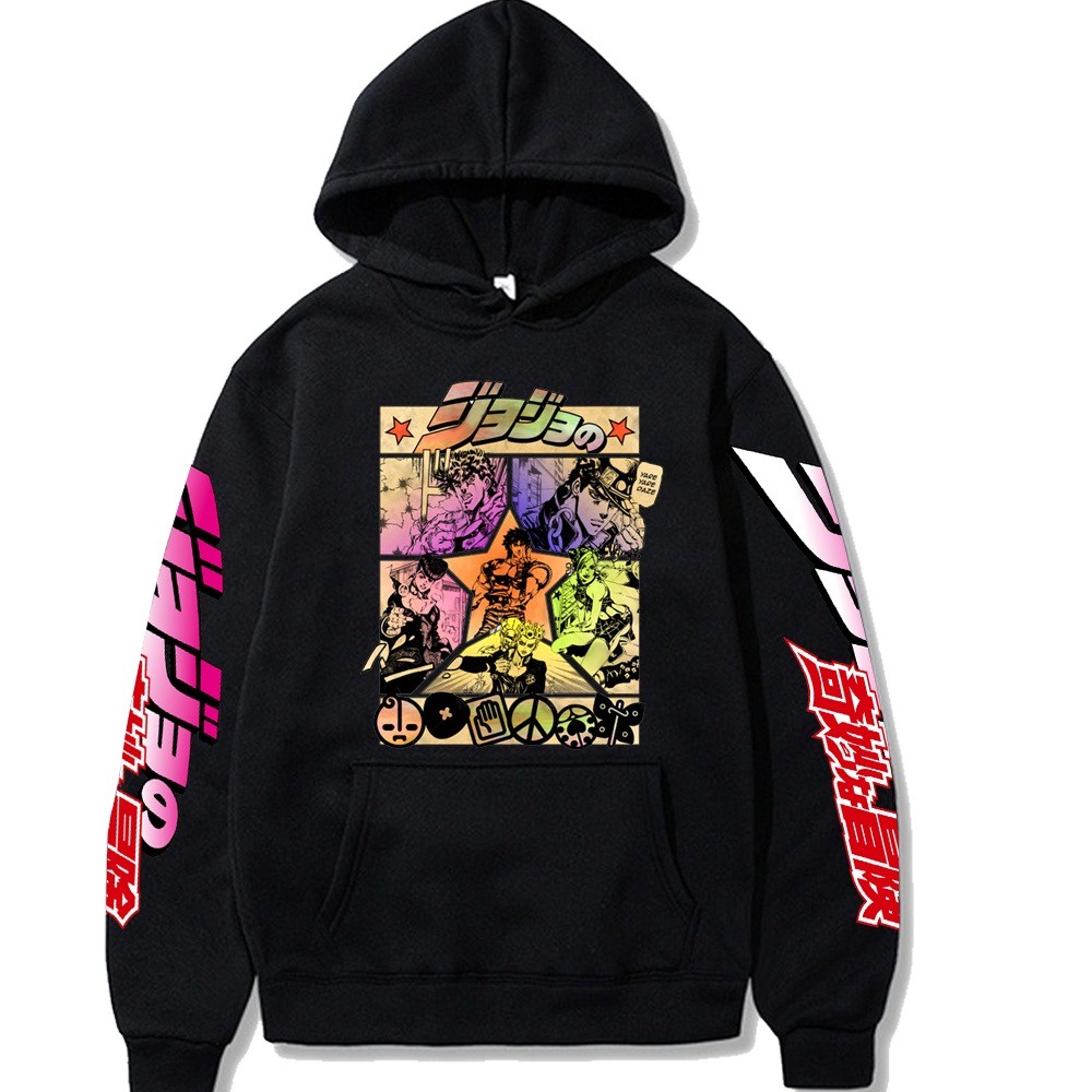 Áo Hoodie Tay Dài Dáng Rộng In Hình Harajuku JOJO's Bizarre Adventure cực chất