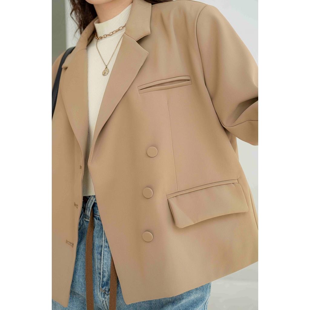 Áo blazer tay dài dáng ngắn 3 nút bọc trơn 3 màu LENCLOTHING 9511 | BigBuy360 - bigbuy360.vn