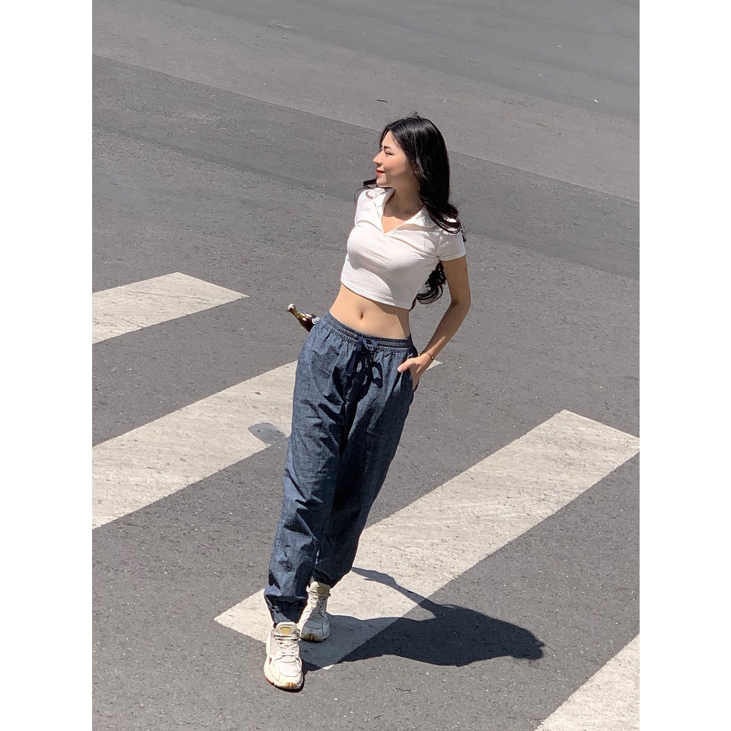 Hàng xuất xịn - Quần jogger chambray unisex Un1 xuất khẩu