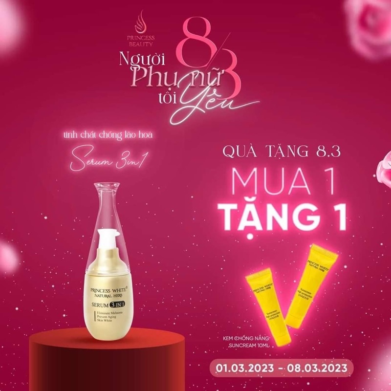 ( MUA 1 TẶNG 2 ) CHAI SERUM 3IN1 PRINCESS WHITE CHỐNG LÃO HOÁ CHÍNH HÃNG