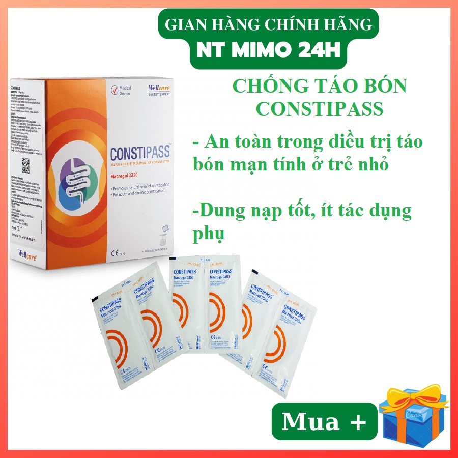 Chống táo bón – Constipass dạng bột Là một sản phẩm y tế bổ trợ nhuận tràng. Constipass liên kết với phân tử nước làm t