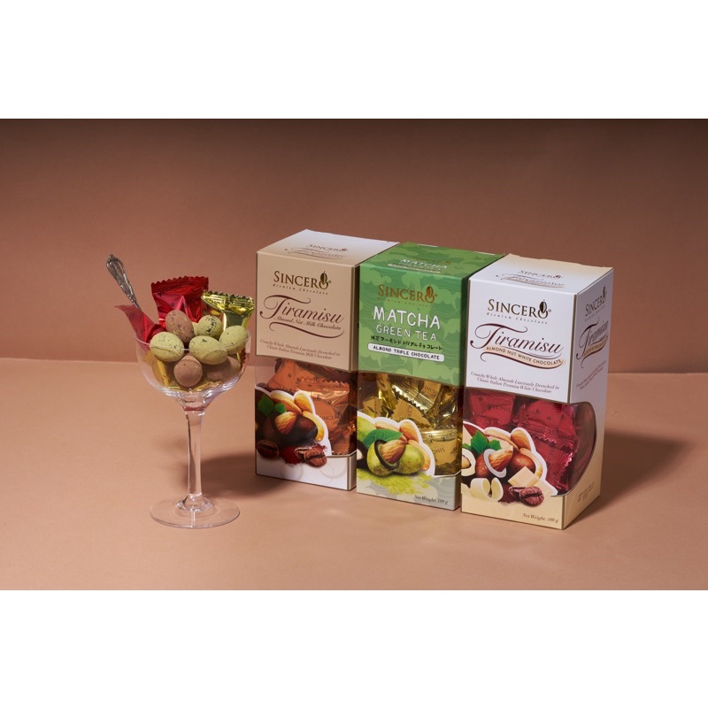 Socola hạnh nhân vị Tiramisu & Matcha hiệu Sincero, Malaysia 180gr