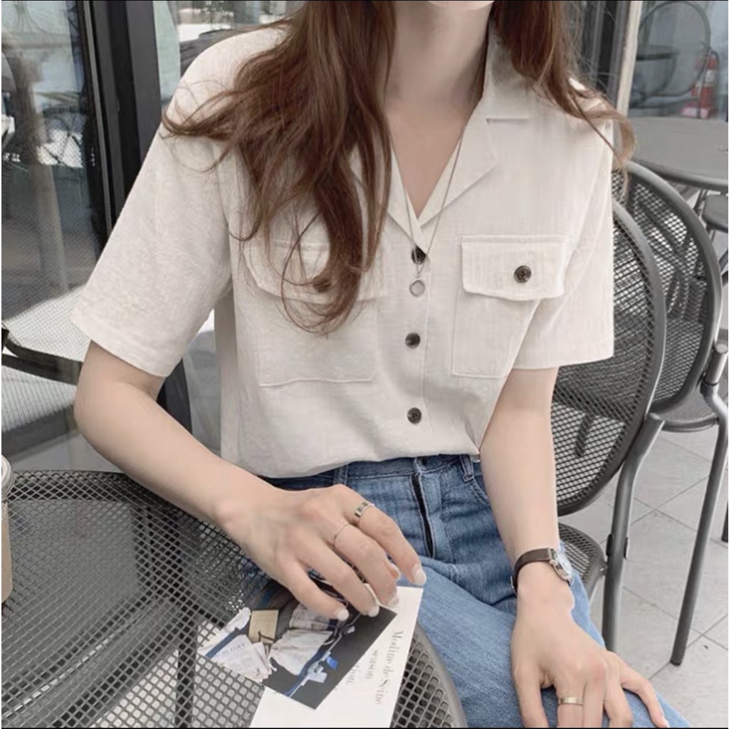 Áo kiểu thời trang IKAO chất linen mềm mát freesize