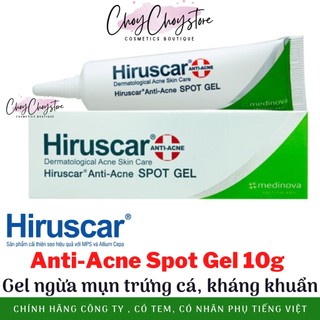 Gel Giảm Mụn Hiruscar Anti Acne Spot Gel+ tuýp 10g - Gel xử lý mụn, chăm sóc mụn giảm khuẩn, ngừa mụn trứng cá