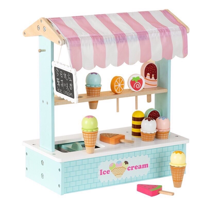 Đồ chơi xe kem bằng gỗ cao cấp cho bé - Biko Shop