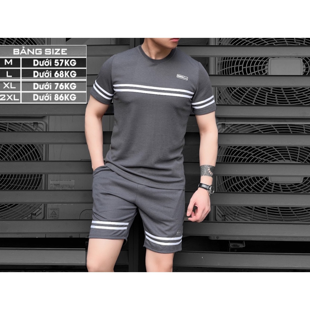 Bộ Quần Nam Nữ Cộc Tay Mùa Hè Phối viền ngực Chất Vải Tổ Ong Thoáng Mát thấm hút mồ hôi siêu hot - BTO06 AK Sport