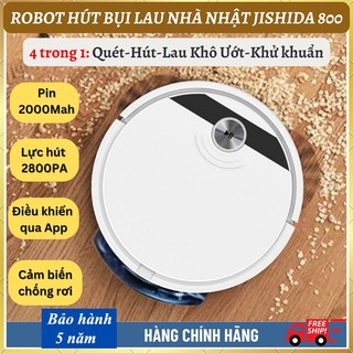 Robot hut bụi lau nhà tự động thông minhJishida 800, Máy lau nhà tự động có mắt thần cảm biến chống rơi, Sạc tự động
