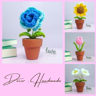 Chậu hoa MINI trang trí bằng len để bàn làm việc/decor bàn học