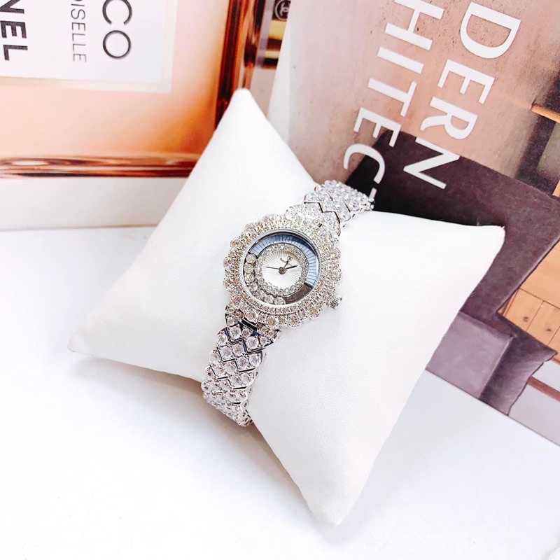 Đồng hồ nữ Royal Crown 4660 chính hãng mặt tròn đính đá dây full đá siz 30mm