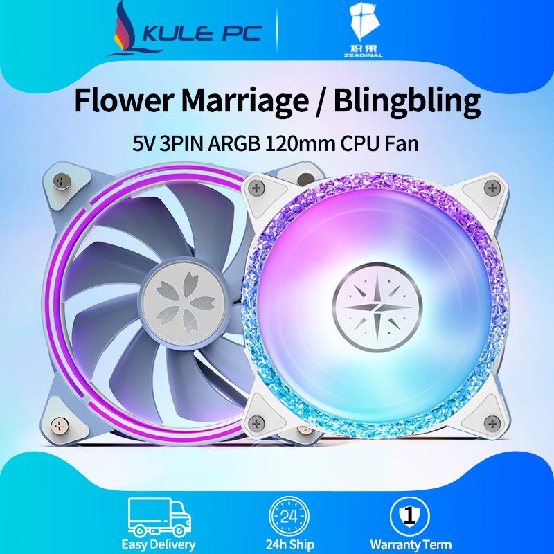 ZEAGINAL BlingBling 120mm Khung CPU Fan ARGB Trắng Prism Hoa Đám Cưới Đồng Bộ Máy Tính Để Bàn Máy Tính Chính Silent Fan 5V 3PIN Hỗ Trợ Series 4PIN