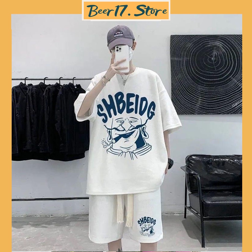 Set Bộ Áo Phông Quần Short Unisex SHBEIDG Form Thụng Rộng Rãi Đi Chơi Thể Thao Cho Cặp Đôi