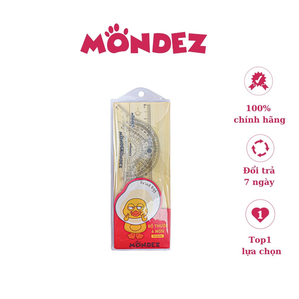 Bộ Thước 4 Món MONDEZ Thước Thẳng, Thước Eke, Thước Đo Độ M16006