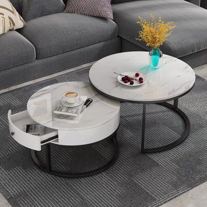 Đơn tỉnh ib shop - Bàn trà tròn Sofa phòng khách mặt đá hiện đại. Bàn đôi NC House thông minh có ngăn chứa đồ cao cấp | BigBuy360 - bigbuy360.vn