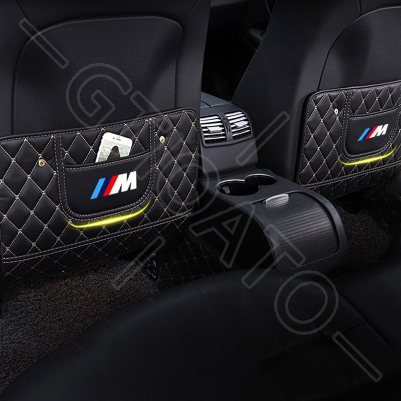 GTIOATO Cho BMW M Tấm Bảo Vệ Lưng Ghế Oto Da Bảo Vệ Lưng Ghế Tấm Ốp Lưng Ghế Ô Tô Bảo Vệ Chống Thấm Nước TúI Treo Đồ Sau Ghế Ô Tô Trang Trí NộI ThấT Ô Tô Cho BMW X4 E46 E90 F30 F10 1 X2 8 118I 320i M4 E60 218i X5 M3 318i X7 E39 7 E36 E30