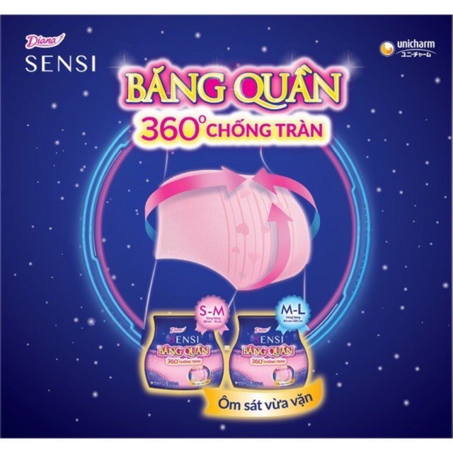 [GIÁ THÙNG 16 GÓI] Băng Đêm Dạng Quần Diana size S-M/M-L 2/5 chiếc/gói Chính Hãng