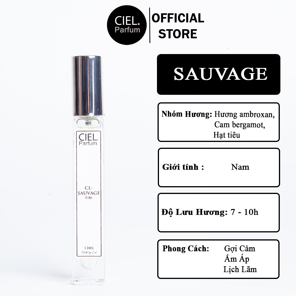 Nước hoa nam Sauvage edp cao cấp chính hãng Ciel Parfum 12ml phong cách quý ông gợi cảm, ấm áp, lịch lãm