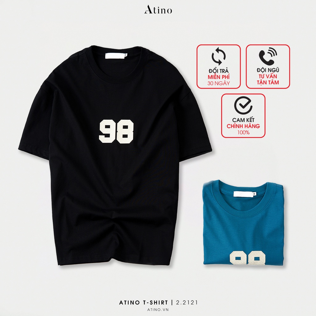 Áo Thun Ngắn Tay Nam 98 ATINO chất liệu 100% Cotton thoáng mát form Regular - Áo Phông Cộc Tay AP2.2121