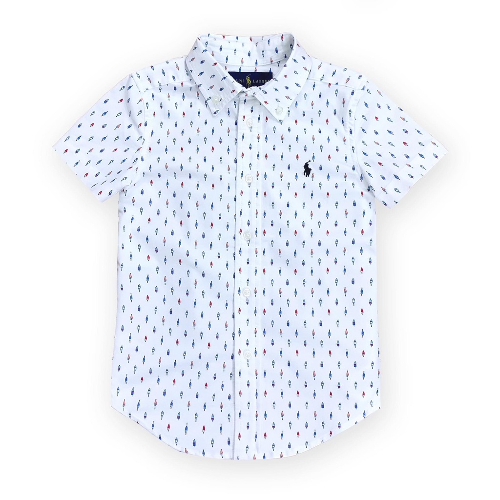 Áo Sơ Mi Tay Ngắn Chất Mềm Màu Trơn & In Hình Mini cho Bé Trai